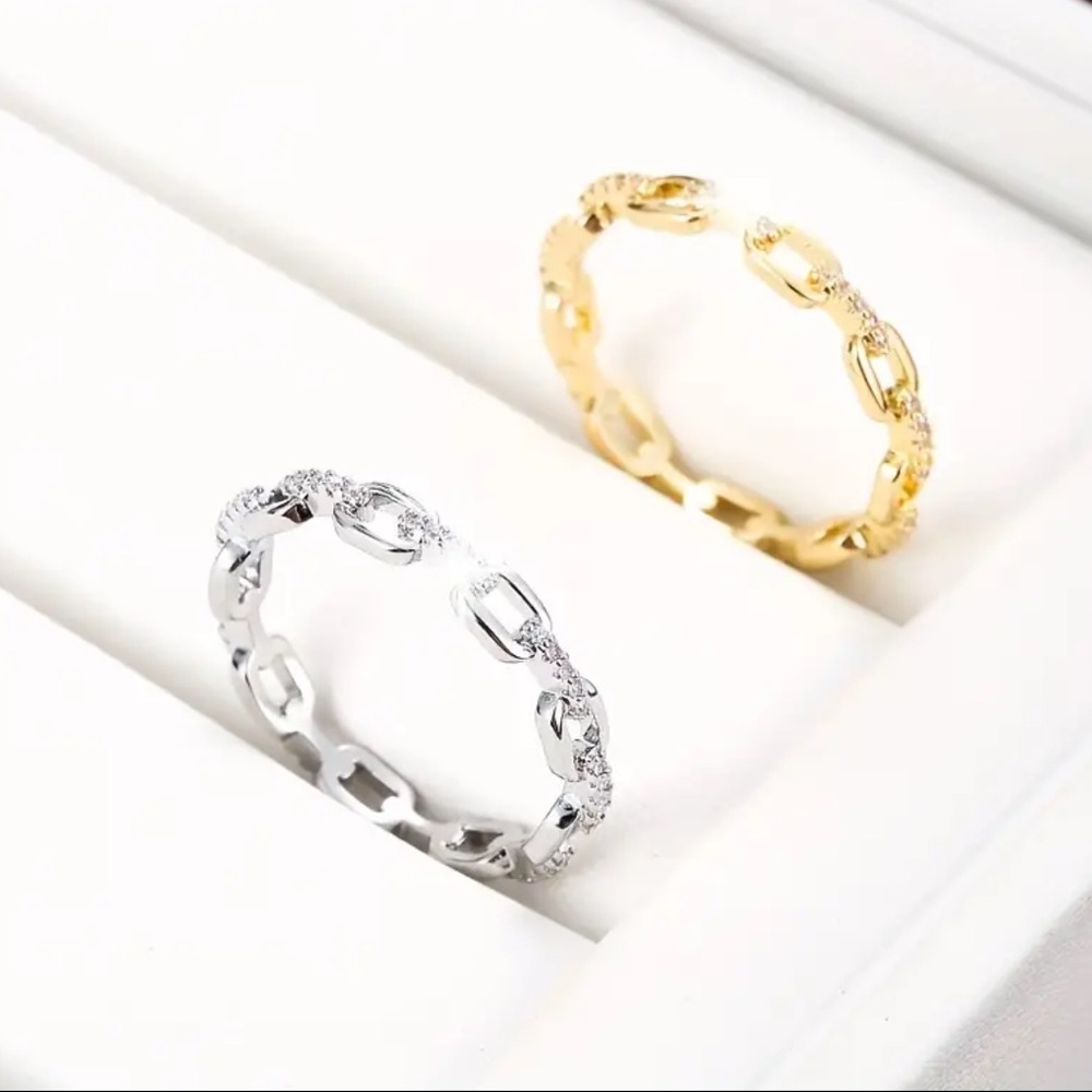 Stax 18k Gold Chain Link Diamond Ring - Picture 7 of 9